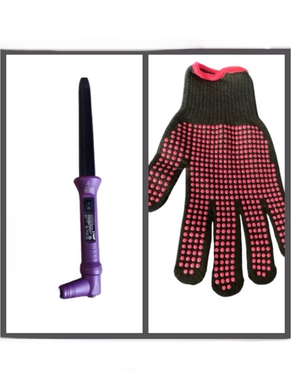 INF Professional Curling Wand / Iron Purple 1” with Heat Resistant Glove